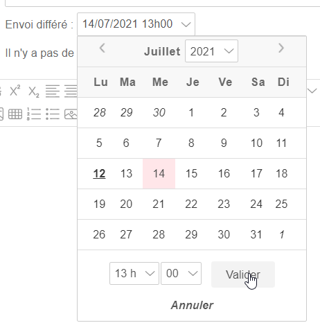Programmer la date et l'heure d'envoi