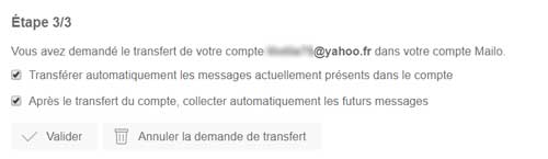 Transfert Yahoo - étape 2