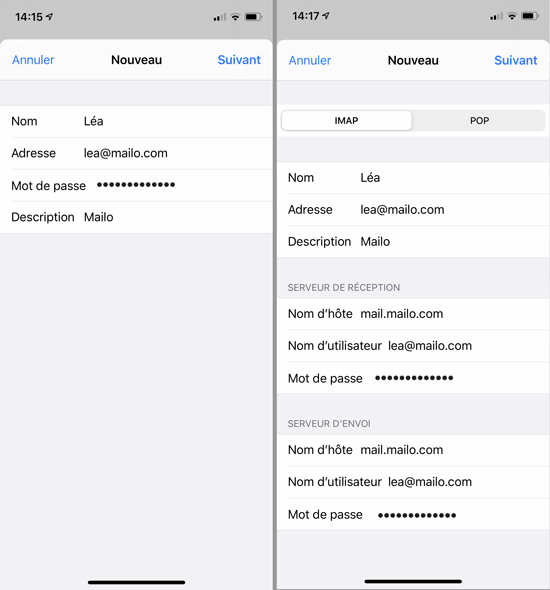 Configuration Mailo pour iOS