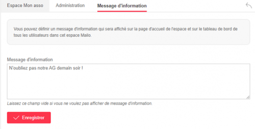 Message information espace Mailo