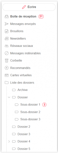 Nouveau menu de messagerie